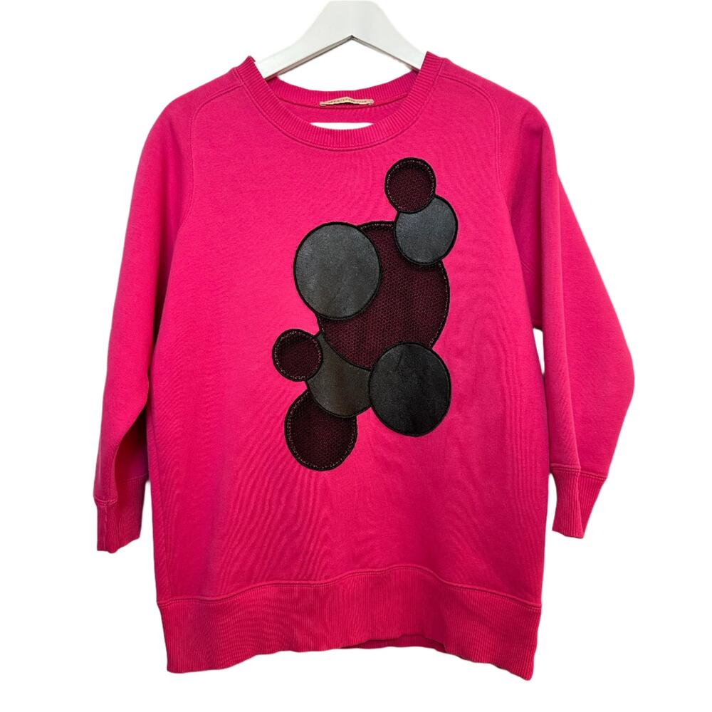 Christopher Kane Molecules Sweatshirt Pink Black Leather Crewneck Medium